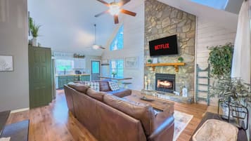 Smart TV, fireplace, video games, books