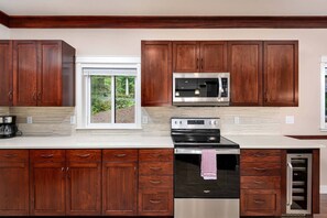 Fridge, microwave, dishwasher