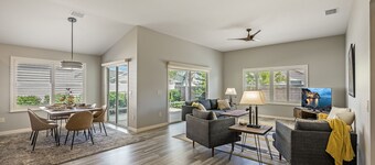 Everything! 3/2, FREE golf & 4-seat cart, RESIDENT passes, pets.