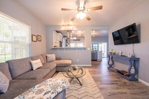 Televisión, chimenea, videojuegos y reproductor de DVD 