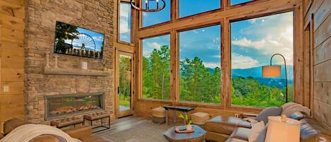 Televisión, chimenea y videojuegos