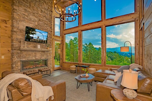 TV, lareira, videogames