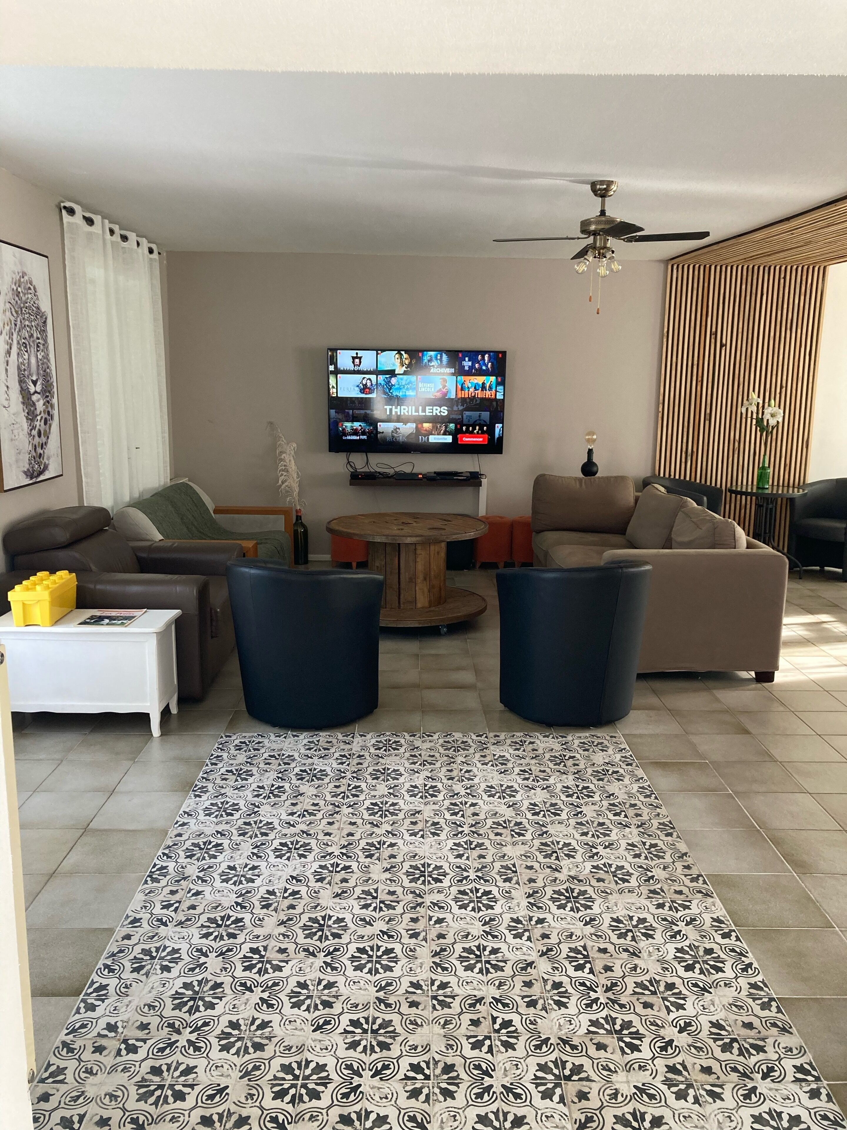 Smart TV, video games, DVD player, table tennis