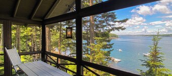 Linekin Log Cabin: Dog-Friendly Log Cabin with Private Deep-Water Dock & Bay Views!