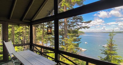 Linekin Log Cabin: Dog-Friendly Log Cabin with Private Deep-Water Dock & Bay Views!