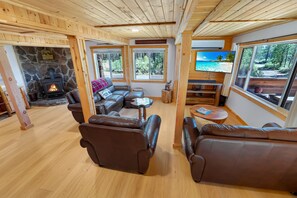 Interior - Riverfront Cabin w/ Trails, Hot Tub, Wood Stove, AC & River Views + dogs OK (Bend)