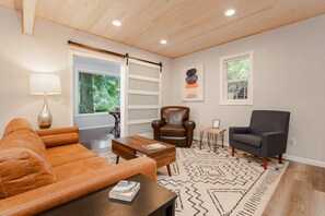 Smart TV, DVD player, table football, books