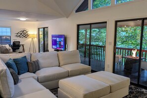 Televisión, chimenea y reproductor de DVD 