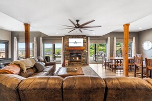 Smart TV, fireplace, video games, table football