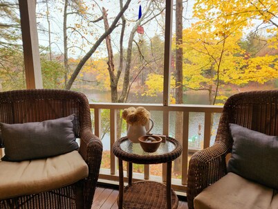 Peaceful Lakeside Haven w/private dock; boating, hiking swimming just steps away