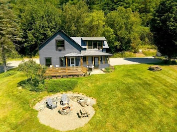 Front of house with firepit