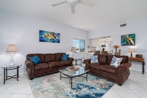 Condo, 2 Bedrooms | Living room - Casa Marina # 654 - 4321 Bay Beach Lane by Coastal Vacation Properties (Fort Myers Beach)