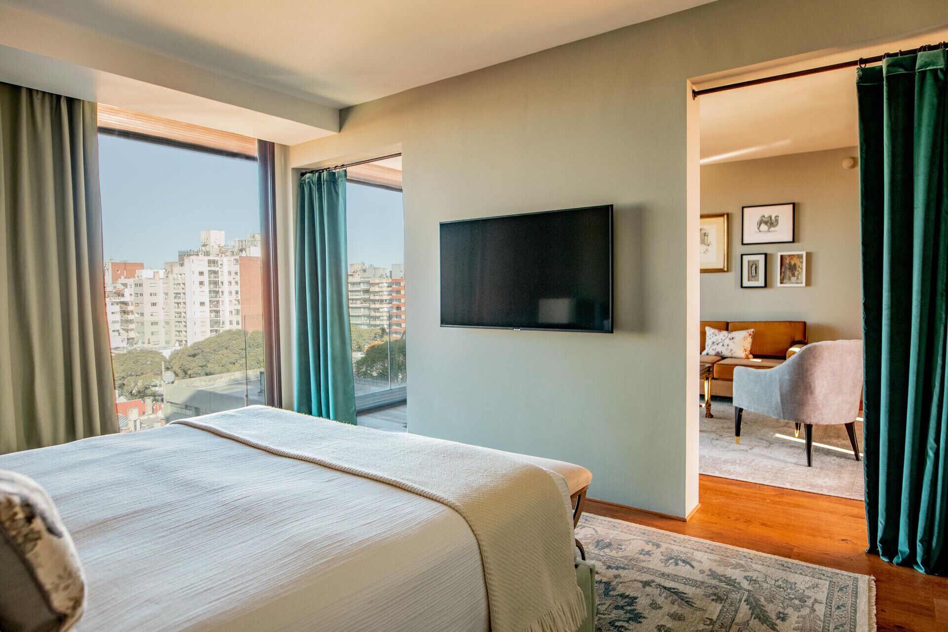 Egyptian cotton sheets, premium bedding, down duvets, minibar