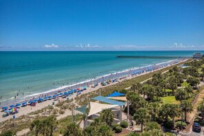 On the beach, sun-loungers - Direct Ocean View Condo on Boardwalk Steps From Beach - Indoor & Outdoor Pools (Myrtle Beach)