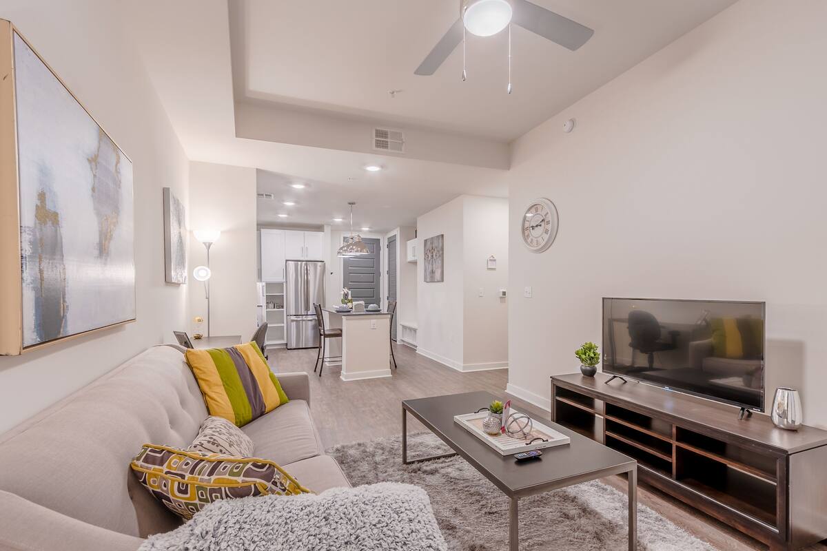 Comfort Apartment | Living area | 55-inch Smart TV with digital channels, TV