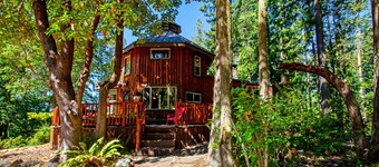 Dog-friendly, solar-powered cabin on 5 acres with woodstove, firepit & deck