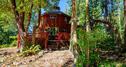 Dog-friendly, solar-powered cabin on 5 acres with woodstove, firepit & deck