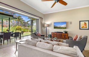 TV, DVD player, stereo