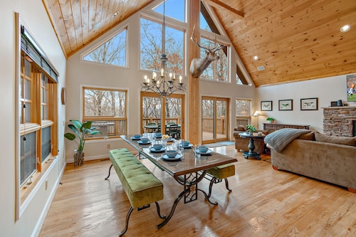 Enchanting mountainside home with 2 decks and forested views