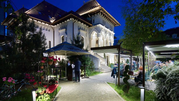 A historic building with a tiled roof and ornate architecture. - La Boheme (Bucharest)