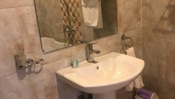 Shower, slippers, towels