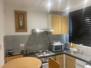 Apartment | Private kitchen | Fridge, microwave, oven, stovetop
