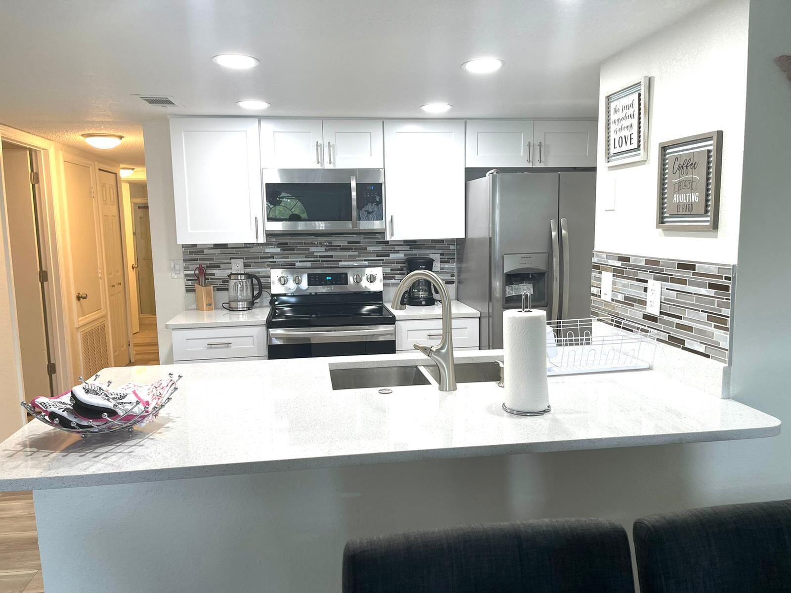 Leilighet, flere senger, adgang til basseng | Eget kjøkken | Kjøleskap, mikrobølgeovn, ovn og kokeplater