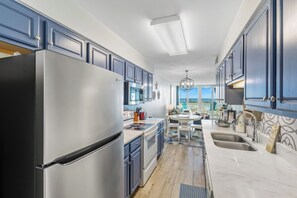 Fridge, microwave, oven, stovetop - Ground Floor | Beach Front | Sleeps 6 (Gulf Shores)