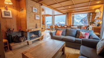 Télévision, cheminée, jeux vidéo, lecteur de DVD