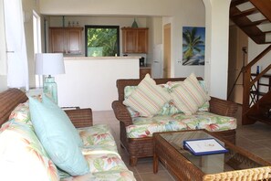 Panoramic Villa | Living area | TV - Sunset Ridge Villas Unit D (St. John)
