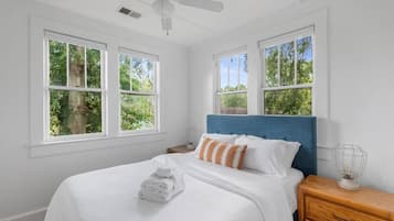 1 bedroom, desk, iron/ironing board, travel crib