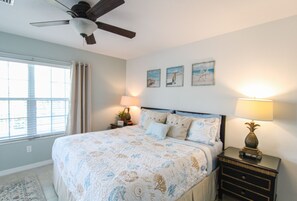 4 bedrooms, desk, iron/ironing board, travel cot