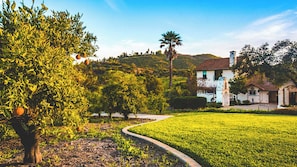 A house with a garden, a pathway, and a hill in the background. - 5 Acre Estate w/ Lake, Pool & Hot Tub De Luz by Avantstay (Temecula)