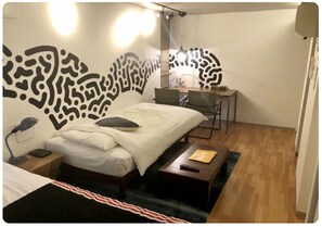 1 室のベッドルーム、デスク、WiFi (無料)、ベッドシーツ