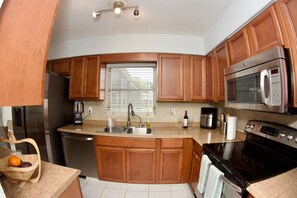 Fridge, microwave, oven, dishwasher