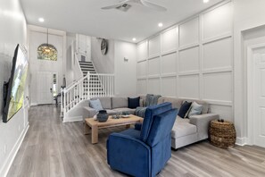 Smart TV, video games, DVD player, foosball