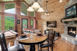 TV, fireplace, DVD player, stereo