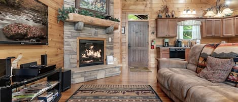 テレビ、暖炉、DVD プレーヤー、ステレオ