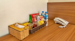 Allergivenligt sengetøj, minibar, skrivebord