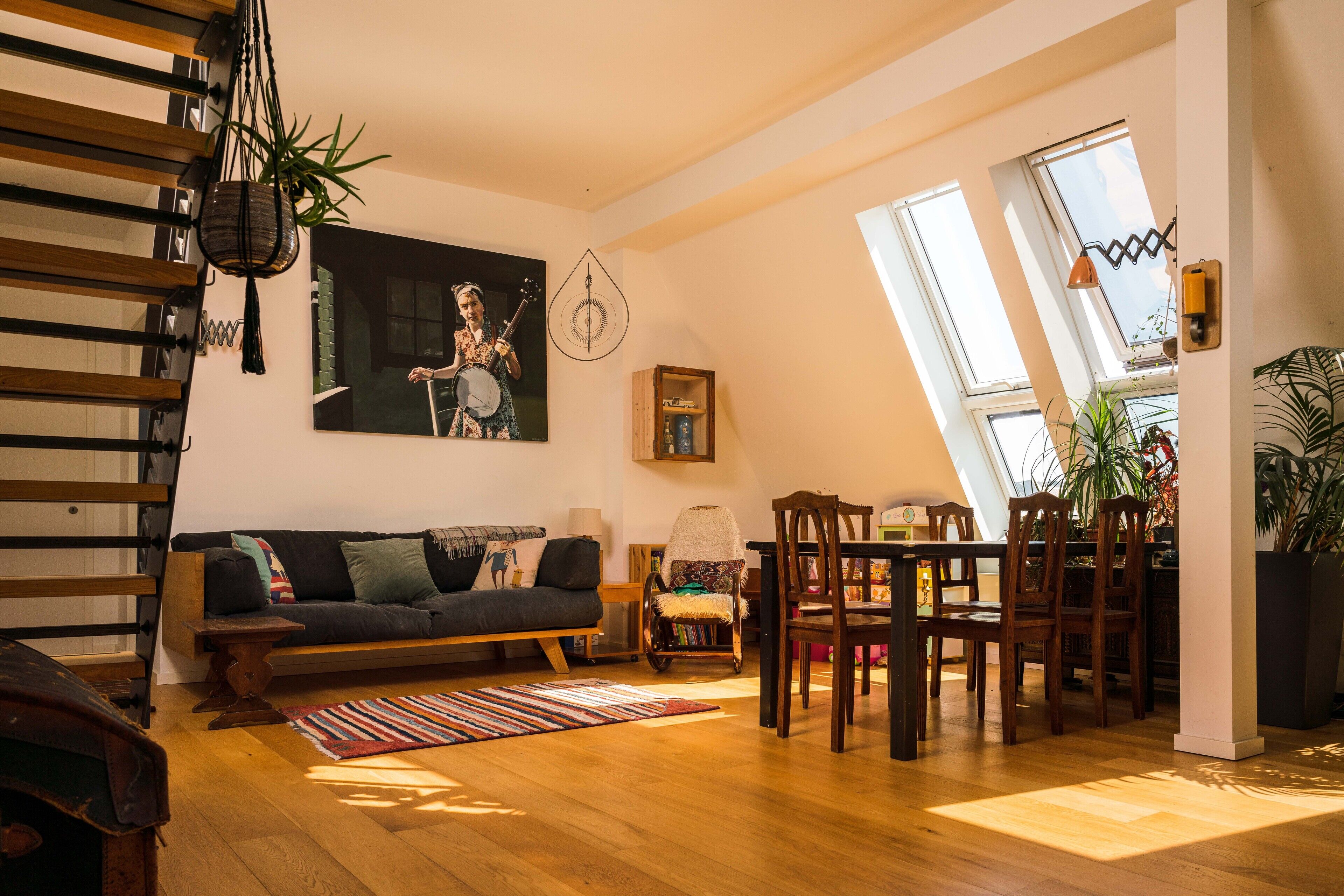 Apartment with a roof terrace with a panoramic view of the TV tower.