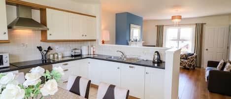 Fridge, dishwasher, electric kettle, toaster