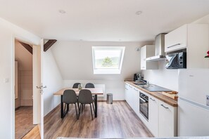 Fridge, microwave, oven, dishwasher