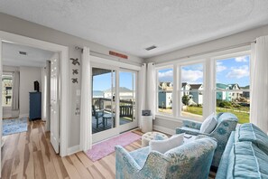 TV, DVD player, books, video library