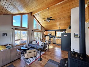 テレビ、暖炉、ステレオ