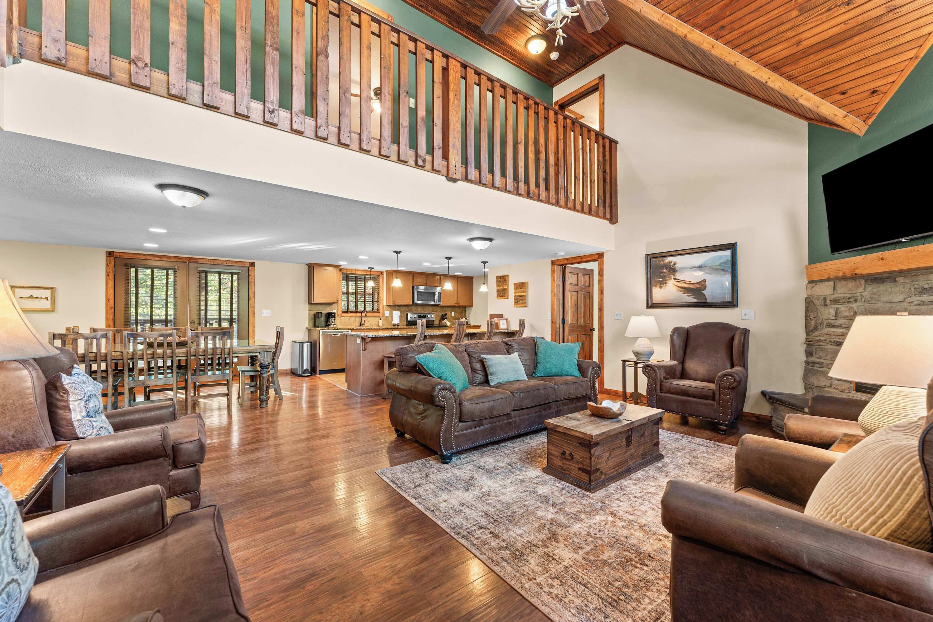 TV, fireplace, video games, offices