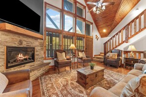 TV, fireplace, video games, offices