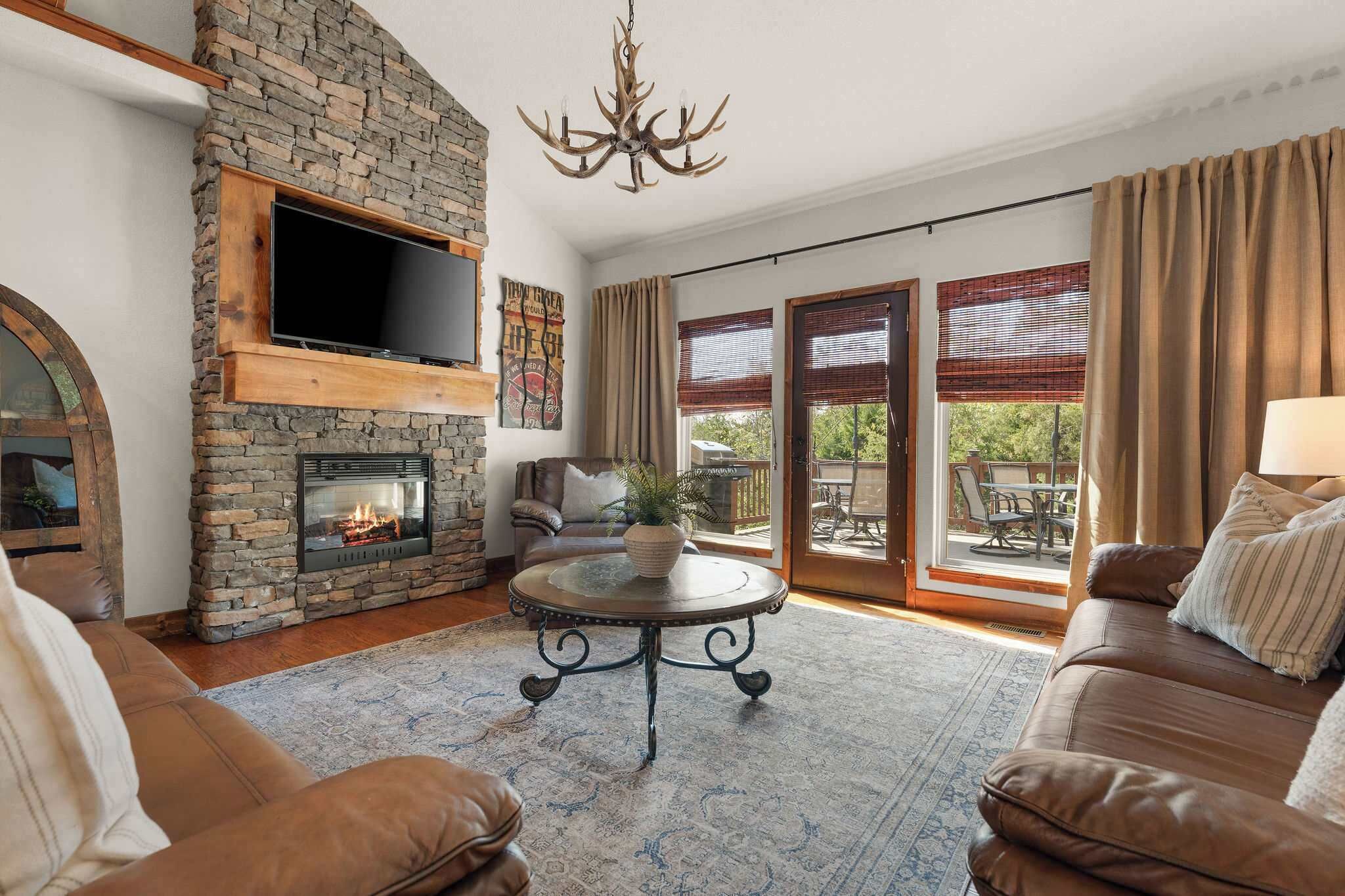 Télévision, cheminée, jeux vidéo, lecteur de DVD