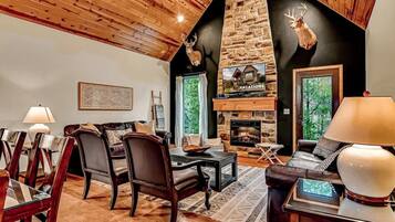 TV, fireplace, video games, offices