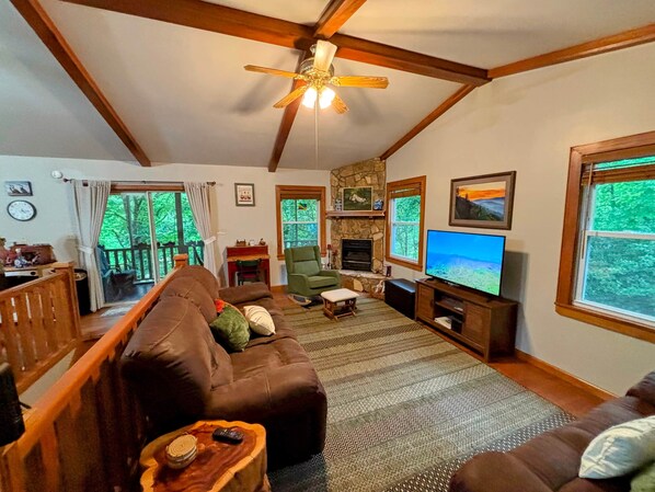 TV, fireplace, DVD player - Cozy Cabin Getaway Near Bryson City (Robbinsville)