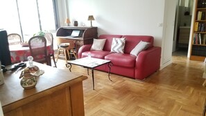 TV, DVD player, music library